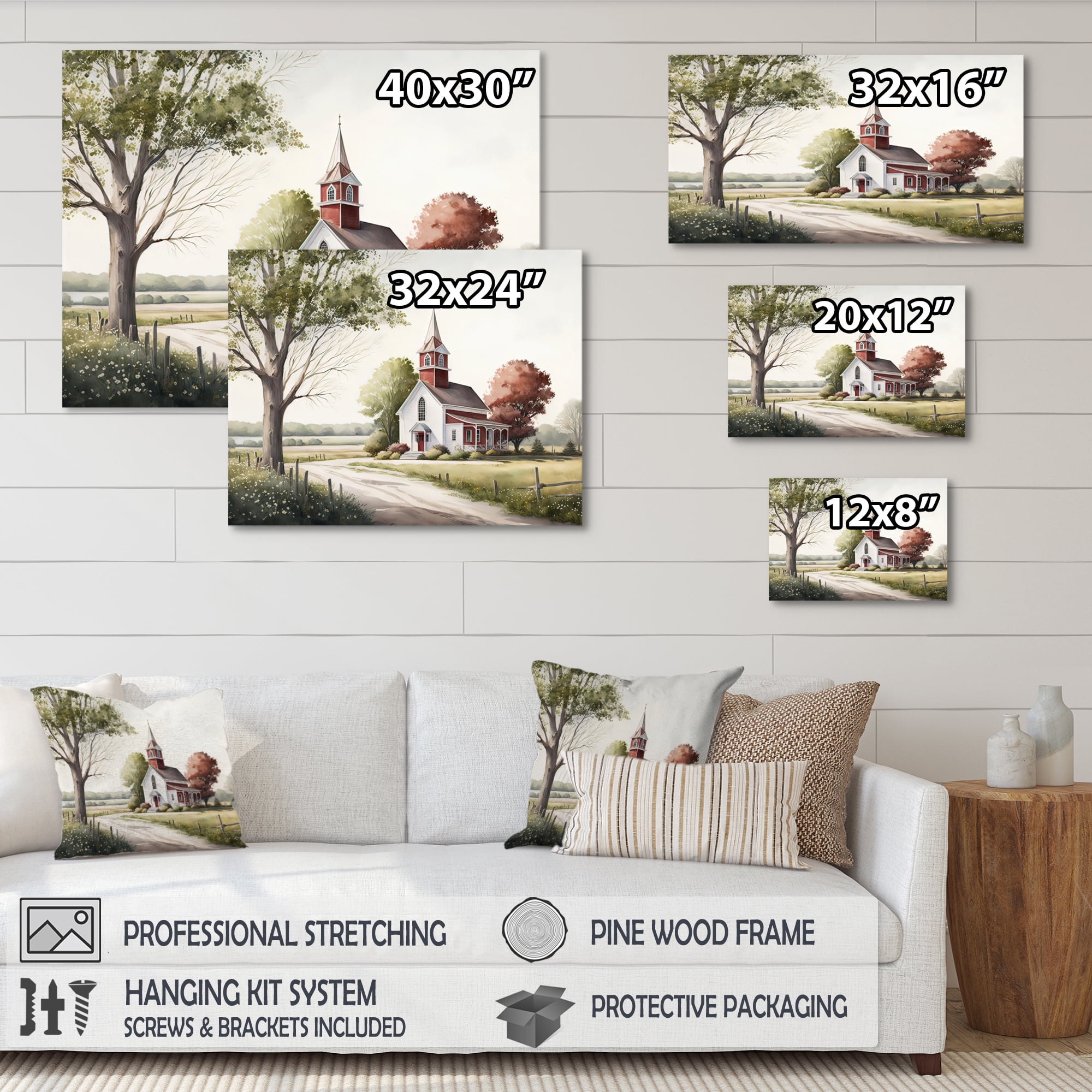 Designart Church In Country Town VII Canvas Wall Art