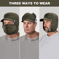 thumbnail image 5 of Winter Trooper Trapper Hat, Warm Russian Hats with Ear Flaps and Removable Facemask Hunting Ski Aviator Outdoor Windproof Cotton Polyamide Caps for Men and Women Adjustable Size (Green), 5 of 7