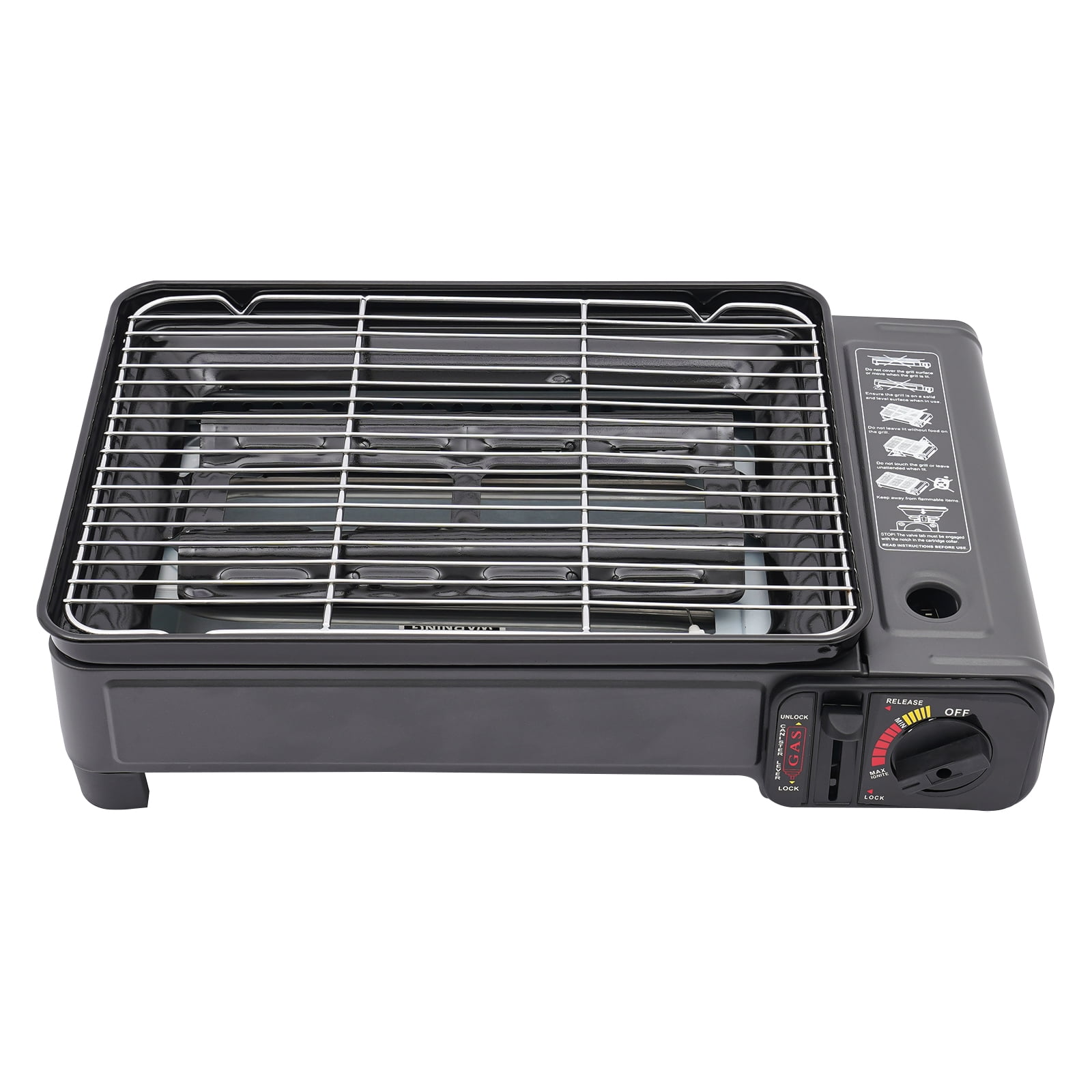 ChicHomey ​​Lightweight Portable Gas Grill Stove,BBQ Stove Butane Grill Stove,Adjustable Firepower, Durable Outdoor Camping/Picnic Grilling (Black)​