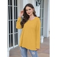thumbnail image 4 of Womens Tops Long Sleeve V Neck Casual Tunic Tops Basic Shirts Loose Fit Blouse Yellow S, 4 of 5