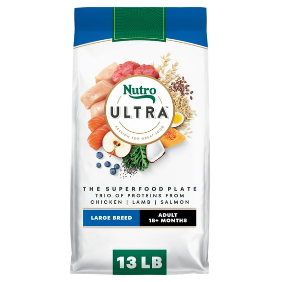Nutro Ultra Adult Large Breed Dry Dog Food, Chicken, Lamb and Salmon Protein Trio, 13 lb Bag