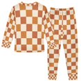 thumbnail image 2 of FORMRS Long Sleeve Top and Pants Pajama Set for Niños 2-Piece Sleepwear, Sizes 18M-8Y, Rusty Orange Plaid, 2 of 6