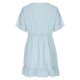 thumbnail image 5 of Vestido largo informal de verano para mujer, vestido largo bohemio con cuello en V y flores de manga corta para la playa, vestido largo con columpio Fridja  bnh5751, 5 of 8