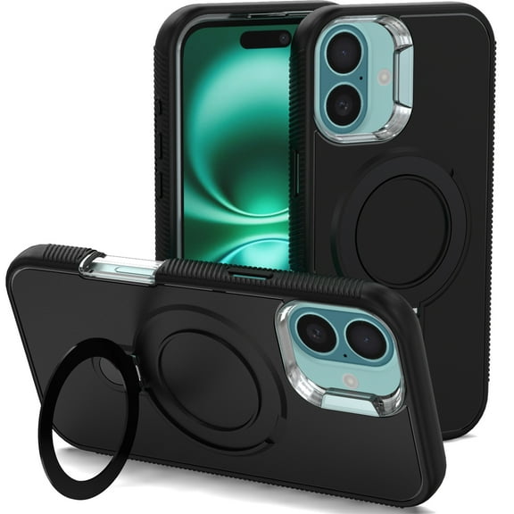CoverON For Apple iPhone 17 Case Compatible with MagSafe, Military Grade Dual Layer Heavy Duty Phone Magnatic Kickstand Rugged Cover, Black