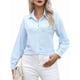 thumbnail image 2 of Camisas de Algodón para Mujer, con Botones, Cuello, Larga, Blusas Antiarrugas. Azul S, 2 of 10