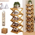 thumbnail image 1 of The 9-Tier No-Assembly Bamboo Rack, 2026 New Foldable Vertical Storage Organizer, Eco-Friendly, Durable, and Beautiful, No Installation Required, for Entryway Closet Dorm (Brown,5 Tier), 1 of 8