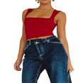 thumbnail image 1 of EIMELI Camisoles à Larges Bretelles pour Femmes Couleur Unie Été Débardeurs Crop Tops Mode Urbaine, 1 of 6