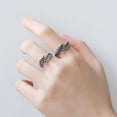 thumbnail image 2 of CIYISON European and American Vintage Old Feather Ring Simple Fashion Thai Silver Jewelry Temperament High Sense Wing Ring, 2 of 9