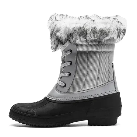 

Thickening Fleece Lined Snow Boots Thermal Waterproof Lace Up Short Tune Duck Boots Women‘s Footwear