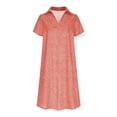 thumbnail image 2 of YHAJDS Women Gown Polka V Neck Short Sleeve Casual Flowy Knee Length Dress, 2 of 5
