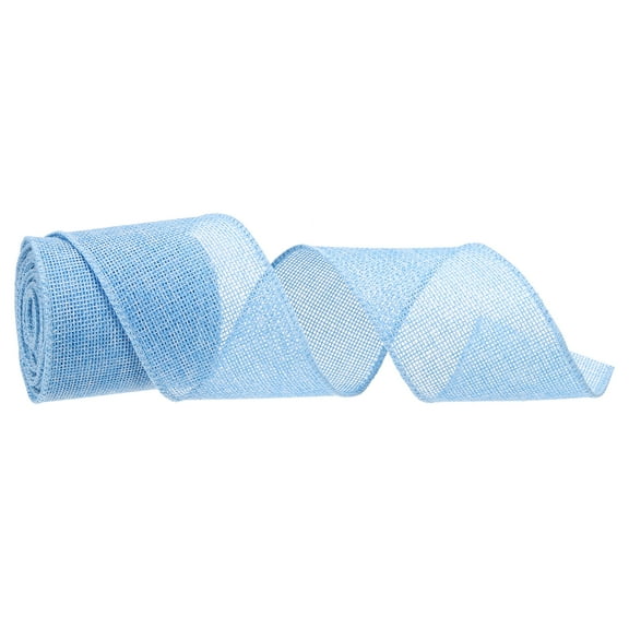 Burlap Ribbon Fabric Wired Edge Ribbons Light Blue 2-2/1 Inch x 5 Yard Wired Ribbon for Gift Wrapping