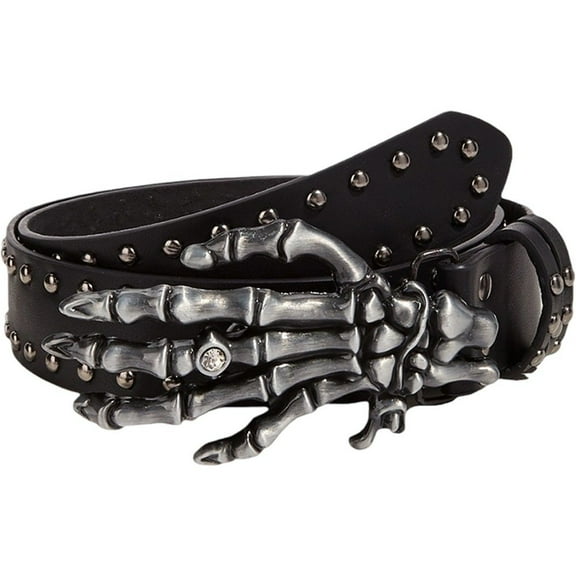 Punk Rivet Belt with Skull Buckle, Gothic Y2K Style Leather Belt for Men and Women