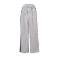 thumbnail image 4 of Women's Casual Pants Drawstring Print Color Block Side Striped Straight Leg Wide Leg Loose Pants, 4 of 8