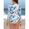 thumbnail image 5 of Women's One Piece Rashguard Swimsuit Floral Zip Front Surfing Shirt Sun Protection, 5 of 5