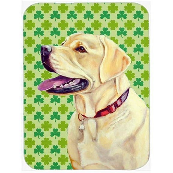15 x 12 in. Labrador St. Patricks Day Shamrock Portrait Glass Cutting Board - Large