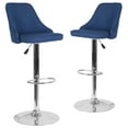 thumbnail image 3 of 2 Pack Contemporary Adjustable Height Barstool in Blue Fabric - Kitchen Furniture, 3 of 7