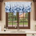 thumbnail image 6 of 2 Pack Valances for Window, Blue Blooms Floral Short Curtains for Kitchen Bedroom Living Room, Spring Flowers Botanical Blue Ombre Rod Pocket Small Window Treatment Valance Drapes 42 x 18 Inch, 6 of 8