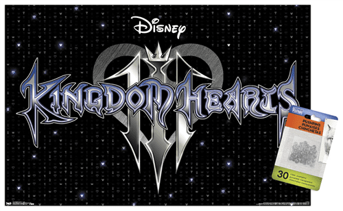 Disney Kingdom Hearts 3 - Logo Wall Poster with Push Pins, 14.725" x 22 ...