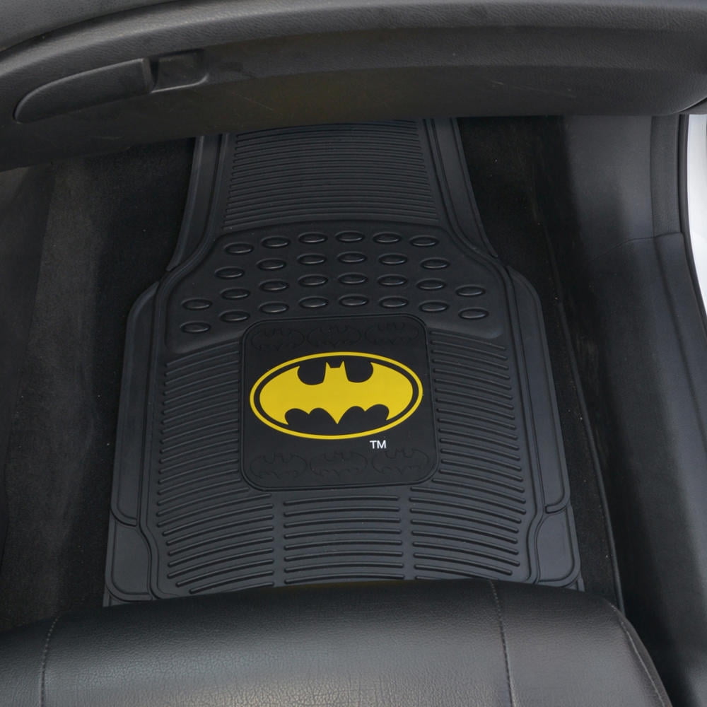 BDK Classic Batman Superhero Car Floor Mats, Officially Licensed Warner Bros DC Comics, All Weather Interior Auto Protection, Heavy Duty Rubber Liners for Car Truck Van SUV