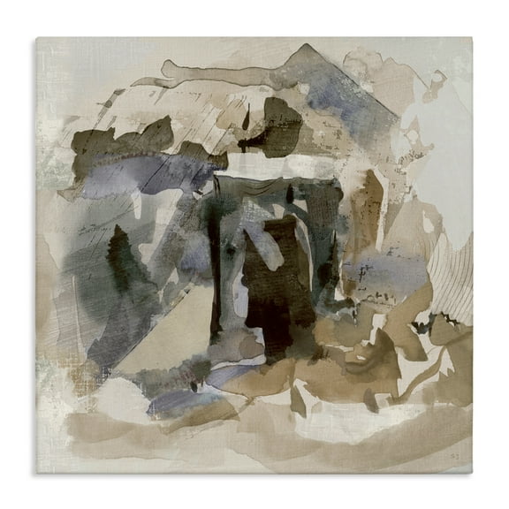 Stupell Industries Expressive Neutral Collage Abstract Painting Wrapped Canvas Canvas Art Print Wall Art, 17 x 17