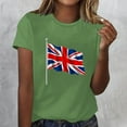 thumbnail image 2 of WREESH Womens Basic Graphic Tees Great Britain Uk Flag T-Shirts Fashion Printed Crewneck Short Sleeved Casual Top Shirt Olive Green, 2 of 4