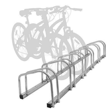 WALFRONT 4/5 Bike Rack Bicycle Stand Cycling Rack - Bike Parking Rack - Bike Bicycle Floor Parking Stand Storage Rack Holder Dismountable Portable Steel,Wheel Pushing-in Design Bicycle Organizer (Best Floor Bike Rack)
