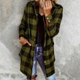 thumbnail image 2 of Wang6 Womens Plus Size Button Long Cardigan Causal Open Front Long Sleeve Lightweight Shirts Trendy Fall Plaid Printed Tunic Tops Outerwear with Pocket Green XXL, 2 of 4