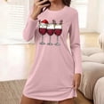 thumbnail image 2 of QIUOMBBP Women's Christmas Graphic Night Gown Casual Crewneck Long Sleeve T Shirt Dresses Sleepwear Cotton Comfy Pajama Dress, Pink, M, 2 of 7