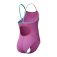 thumbnail image 3 of Speedo Girl's UV Protection Propel Back Solid One Piece Thin Straps Swimsuit - Neon Violet, Size 8, 3 of 4