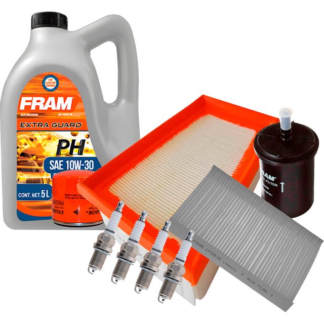 Kit De Afinación Con Aceite 10W30 Mineral, Bujías Cobre, Filtro De Aire, Filtro De Aceite, Filtro De Combustible Y Filtro De Cabina 9 Piezas Compatible con Kangoo Express L4 1.6L DE 2004 A 2018