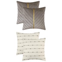 Unique Bargains 4 Pcs Striped Boho Cushion Pillow Covers Modern Square Brown/Grey