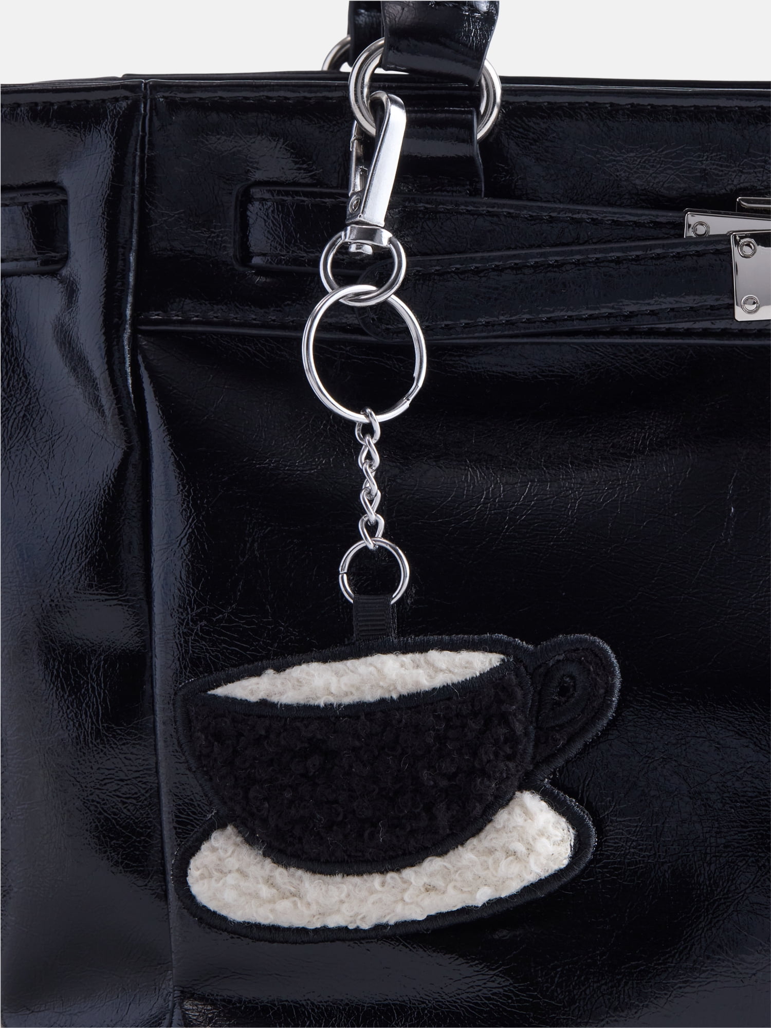 Free Assembly Women's Teacup Bag Charm, Black