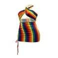 thumbnail image 5 of Female Dress Striped Halter Neck Sleeveless Hollow Out One-Piece, 5 of 5