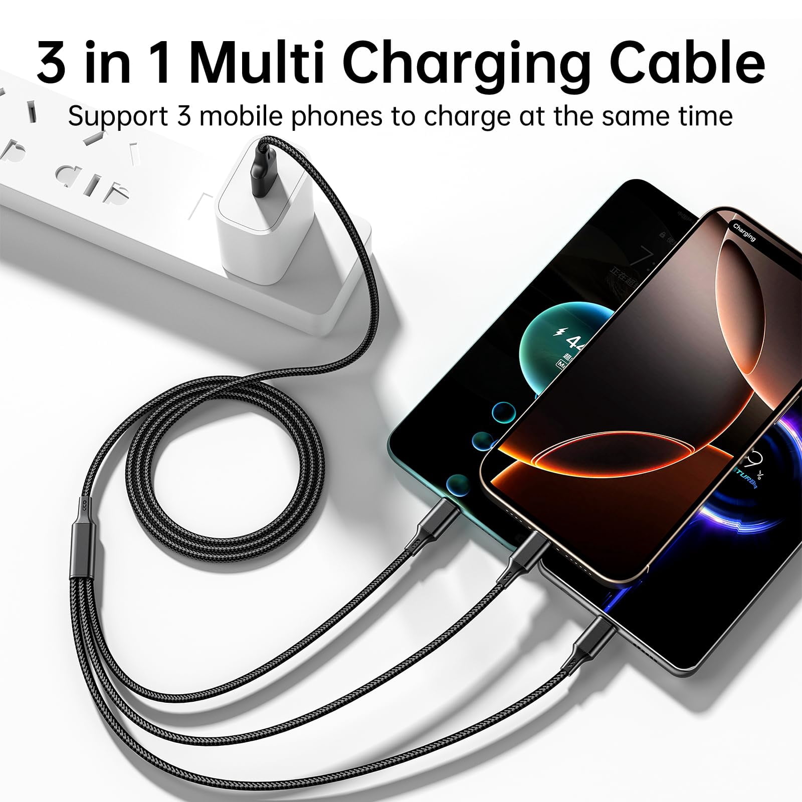 3 in 1 Charging Cable Cell Phone Charger Cord For Type C Micro USB