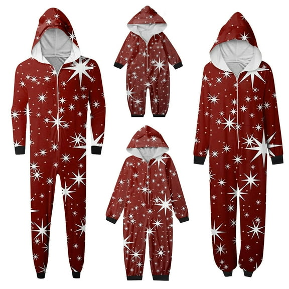 Christmas Family Matching Pajamas Sets with Hood, Merry Christmas Pajamas Warm Flannel, Long Sleeved Pajamas Zipper Style, Xmas Festival Pjs, Christmas Theme Pajamas