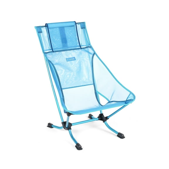 Helinox Beach Chair Lightweight, Lower-Profile, Compact, Collapsible Camping Chair, Blue Mesh, with Pockets