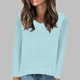 thumbnail image 1 of Suéter de cuello en V para mujer, jersey de manga larga de color liso con cuello en V, suéter informal de moda, top de poliéster para mujer, 1 of 6