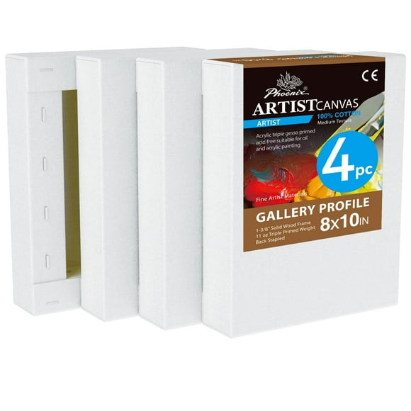 Canvas PHOENIX, 8 x 10 pulgadas, paquete de 4 unidades, 3 unidades de algodón imprimado con yeso
