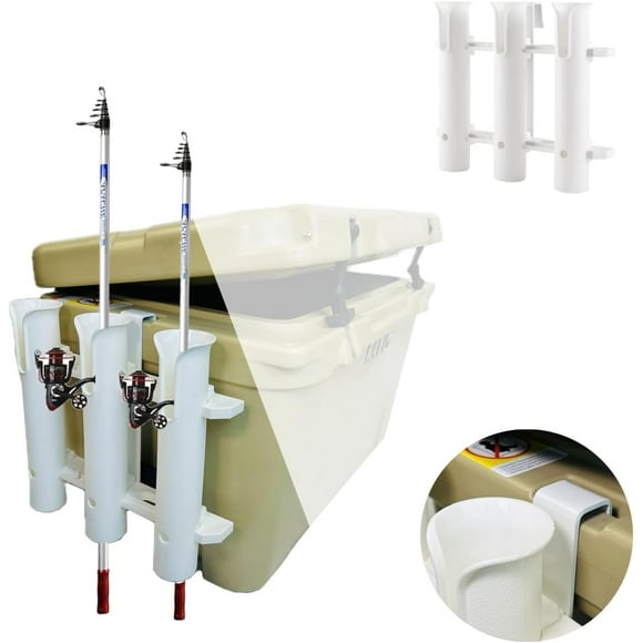 TRAHOO-Fishing Rod Holder Bracket Wall Mounted Fishing Pole Holder,4 Pole Tube Attachment Rod Holders,Cooler Fishing Rod Holder with Tie-Down Slot,Use for YETI Coolers and RTIC Coolers