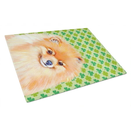 

Carolines Treasures LH9215LCB Pomeranian St. Patricks Day Shamrock Portrait Glass Cutting Board Large 12H x 16W