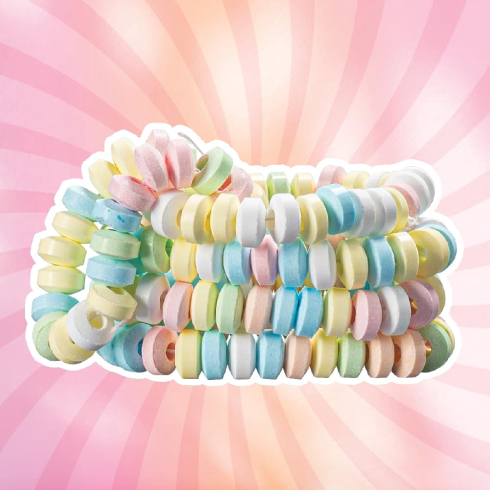 110 Candy Bracelets Individually Wrapped, Vintage Candy Jewelry for Kids, Perfect Pastel Addition to your Buffet, Princess-Themed Goody Bags, by 4YoreElves, Pack of 110 x 0.4
