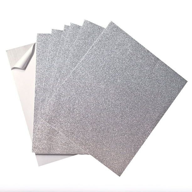 10 Pack | 12"x10" Self-Adhesive Glitter DIY Craft Foam Sheets - Silver ...