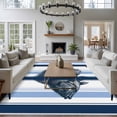 thumbnail image 3 of 6'x9' Area Rugs, Ocean Fish Indoor Outdoor Area Rug for Living Room Bedroom, Watercolor Navy Blue Aqua Stripe Modern Washable Bathroom Rugs Kitchen Floor Carpet Mats Home Decor Aesthetic, 3 of 8