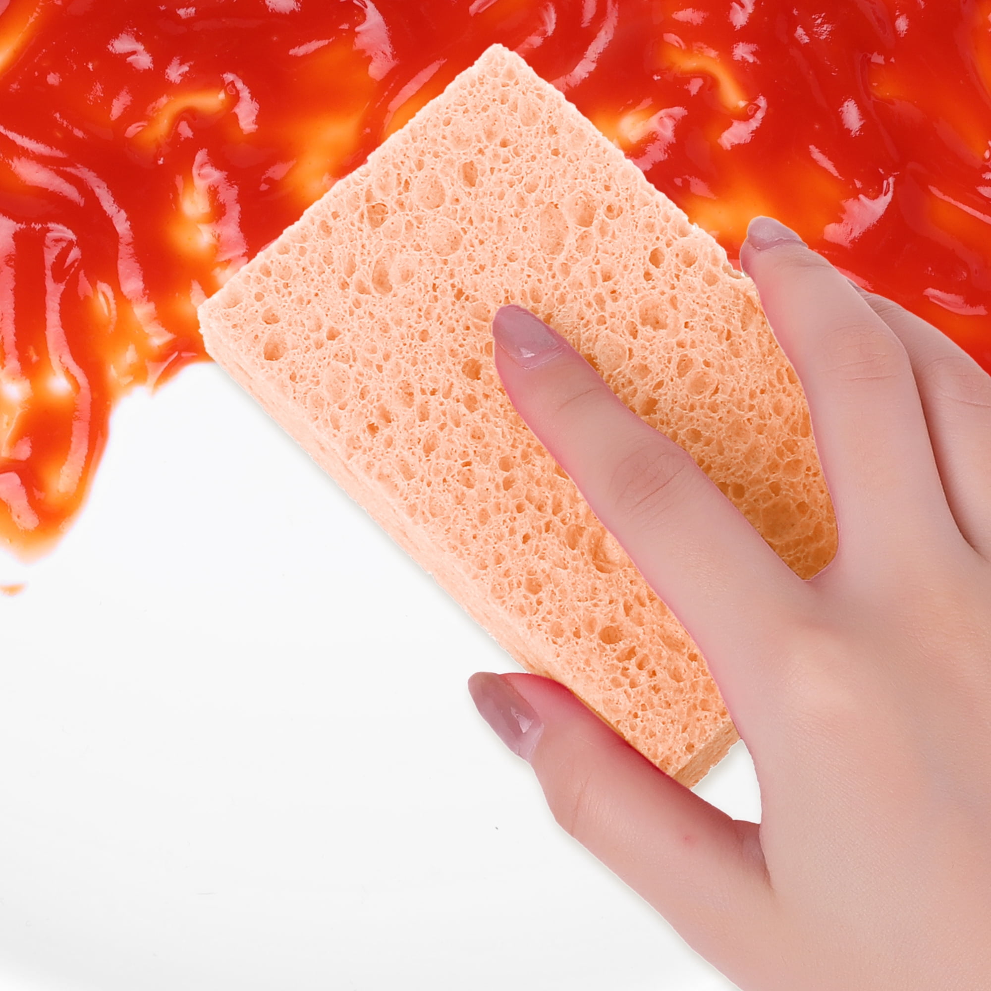 Unique Bargains 6 Pack Non-Scratch Sponges Kitchen Cleaning Sponges Orange 4.3"x2.8"x0.8"