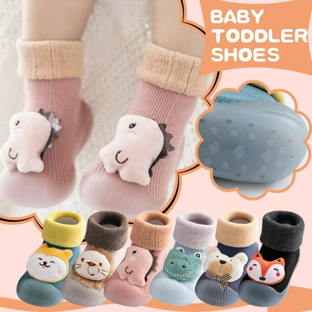 

Kids Toddler Shoes Socks Baby Boys Girls 3D Cartoon Patchwork Warm Knit Soft Sole Rubber Shoes Socks Slipper Stocking zapato
