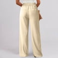 thumbnail image 5 of Arnsht Women's Solid Color Office Business Casual Pants High Waist Wide Leg Straight Dress Cotton Linen Pants Button Trousers Beige S, 5 of 8
