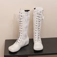 thumbnail image 2 of SACFOF Stylish Women Victorian Boots Low Kitten Heel Mid Calf Boots Lace Up Cute Bow Boots for Ladies Witch Shoes, 2 of 6