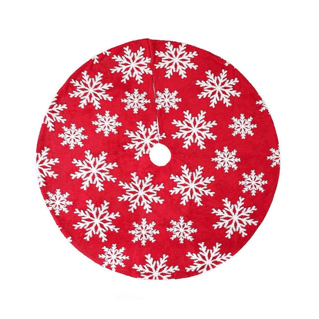 Falda de árbol de Navidad de 90/122 cm con estampado de copos de nieve redondos, decoración navideña para interiores, tapete para cubrir el árbol de Navidad, suministros para fiestas