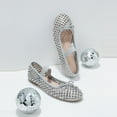 thumbnail image 5 of Women’s Breathable Lightweight Rhinestone Ballet Flats with Delicate Bow and Elastic Strap, 5 of 7