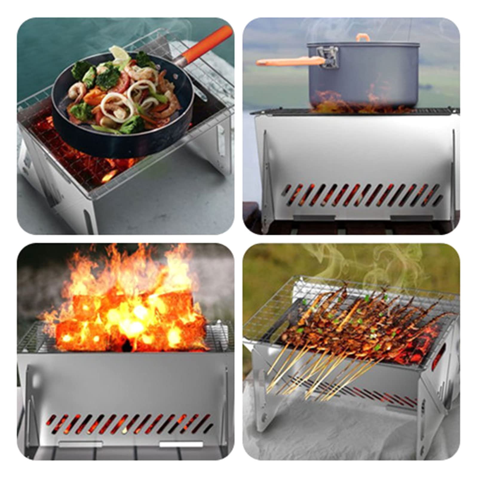 Chak’s Choice Outdoor Portable Folding Wood Burning Camping Stove,Stainless Steel Travel Backpacking Cooking Stove,Assemblable Removable Grill Stove for Camping 8.3"x5.9"x5.1"